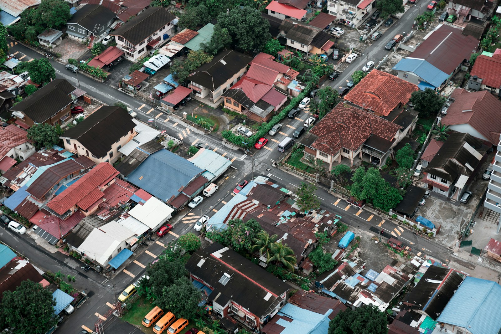 aerial view of houses and trees during daytime